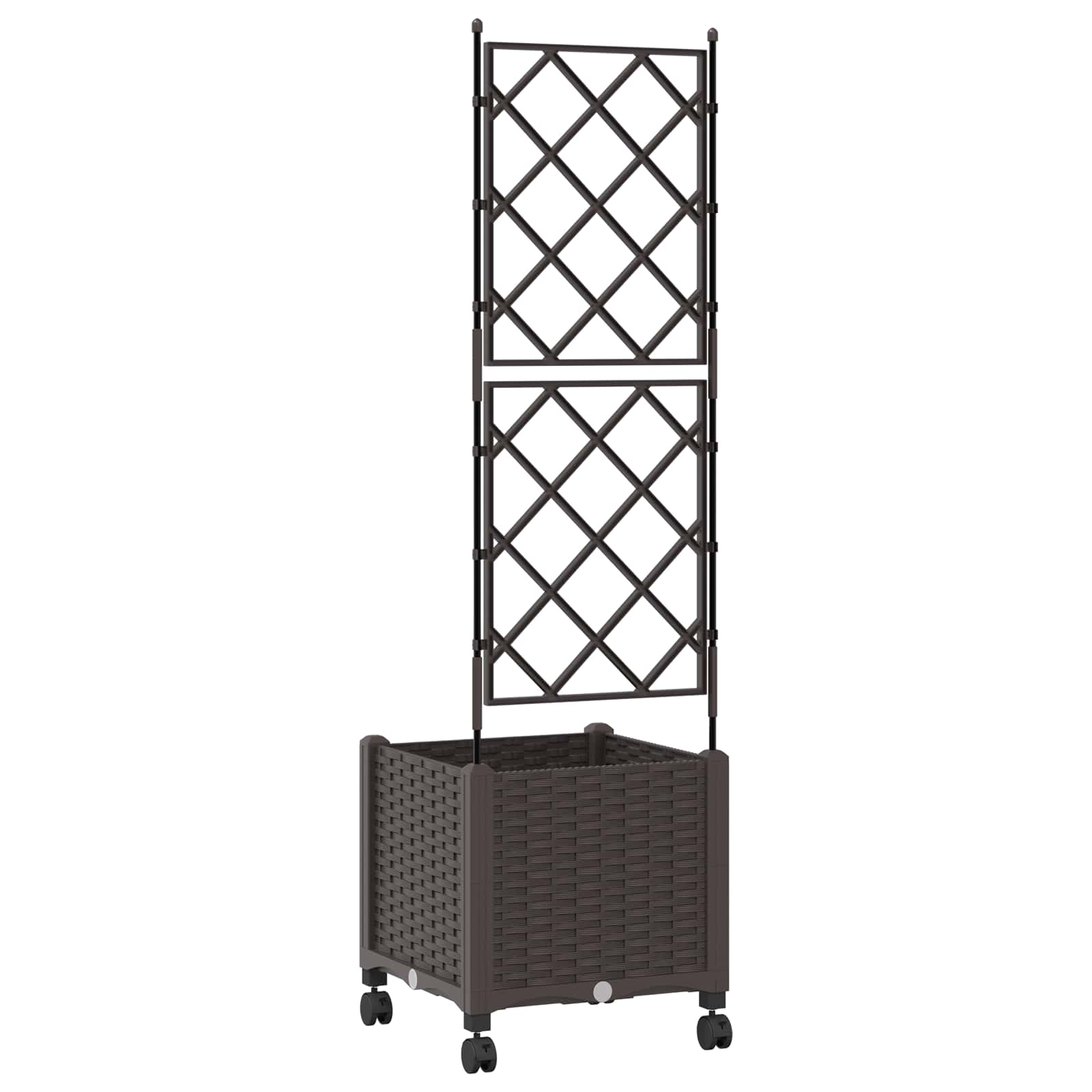Pflanzkübel mit Spalier und Rädern Braun 40 x 40 x 149 cm PP