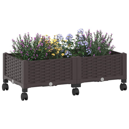 Gartenpflanzer mit Rädern Braun 80 x 40 x 29 cm PP
