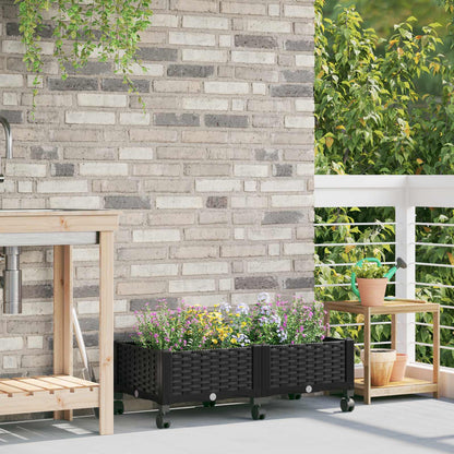 Gartenpflanzer mit Rädern Schwarz 80 x 40 x 29 cm PP