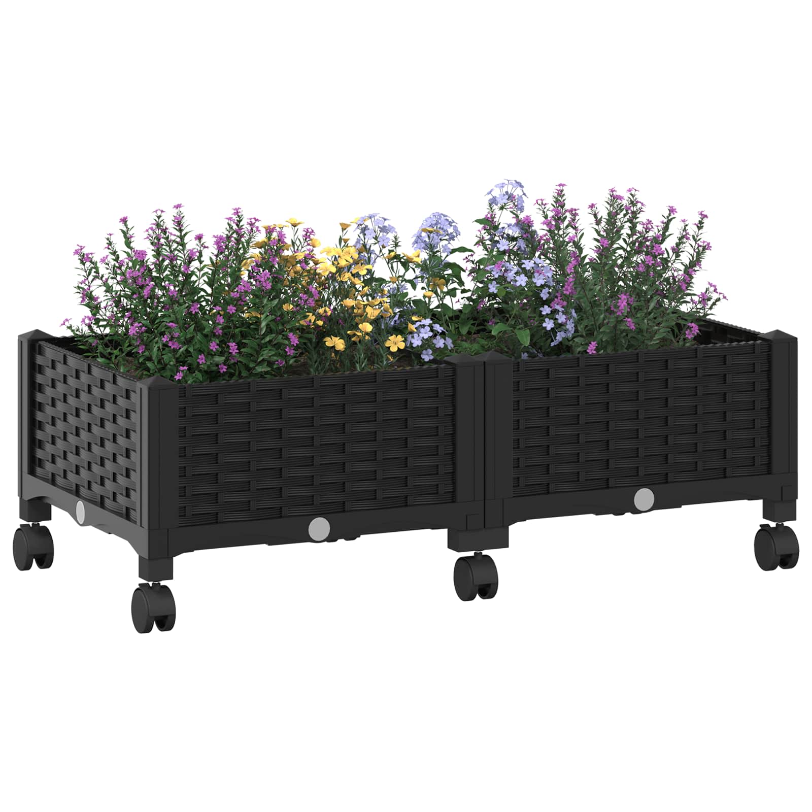 Gartenpflanzer mit Rädern Schwarz 80 x 40 x 29 cm PP