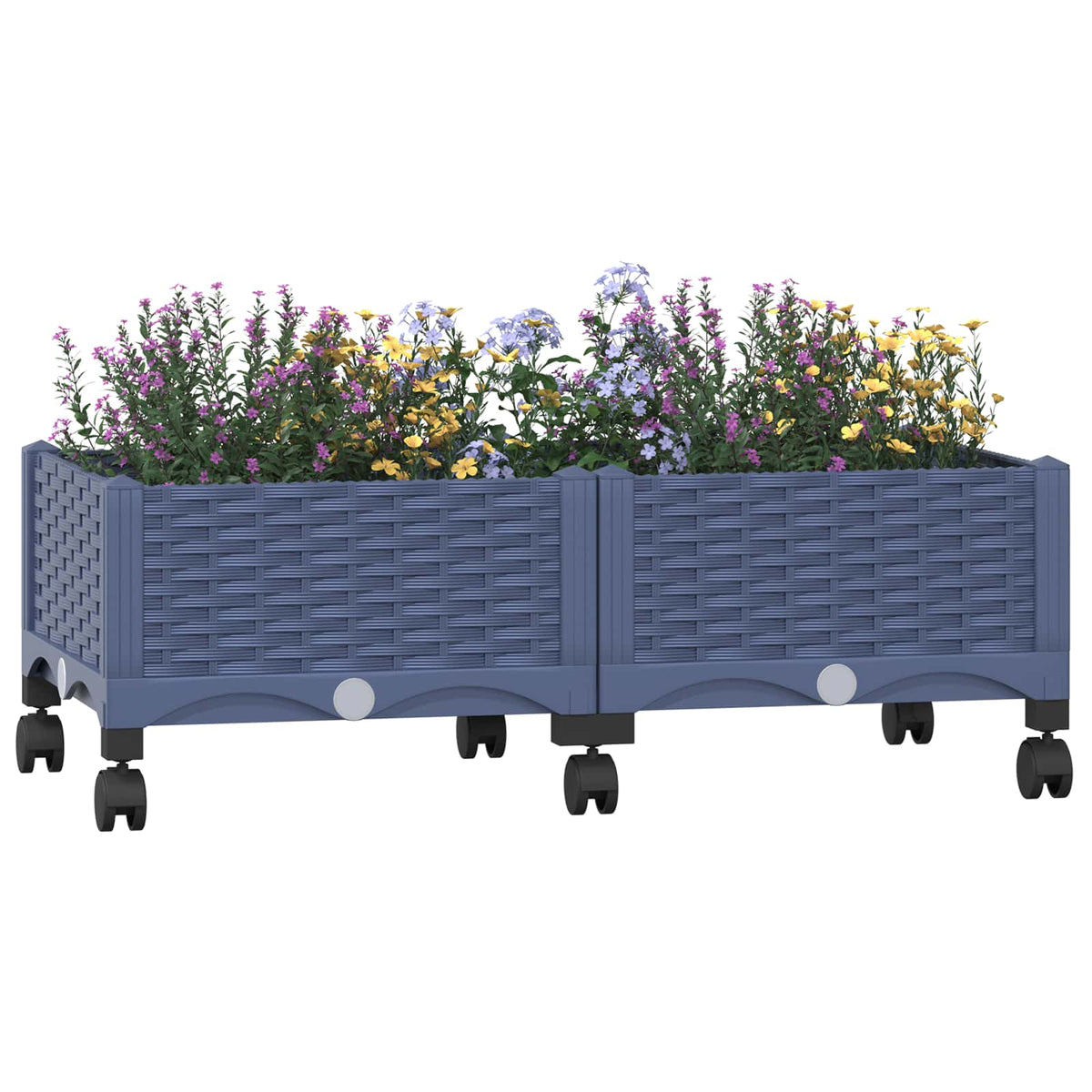 Gartenpflanzer mit Rädern Blaugrau 80 x 40 x 29 cm PP