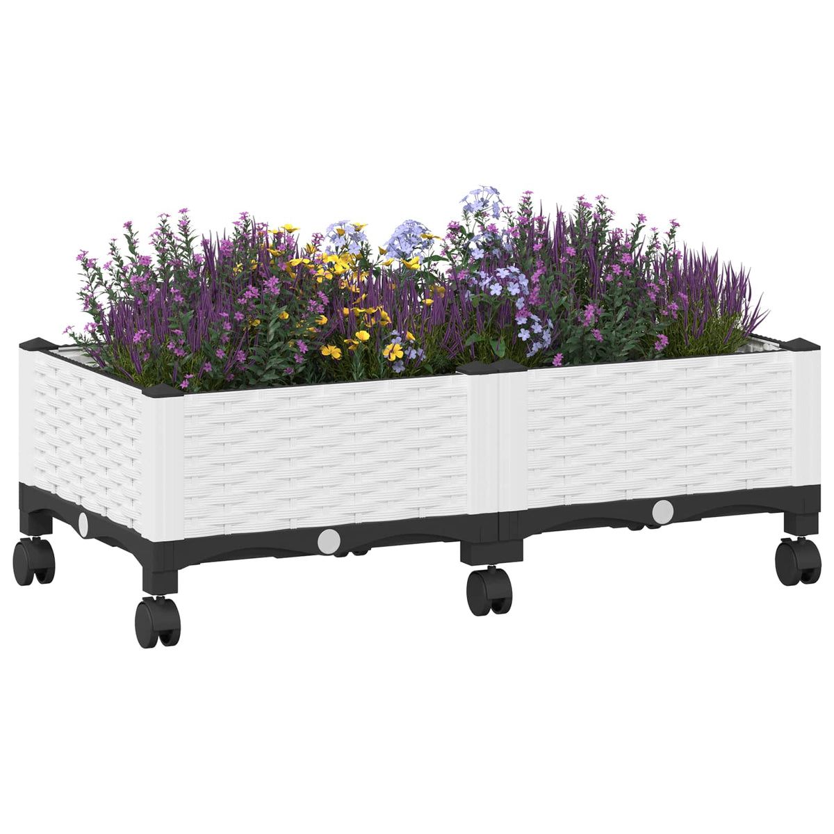 Gartenpflanzer mit Rädern Weiß 80 x 40 x 29 cm PP