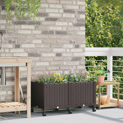 Gartenpflanzer mit Rädern Braun 80 x 40 x 44 cm PP