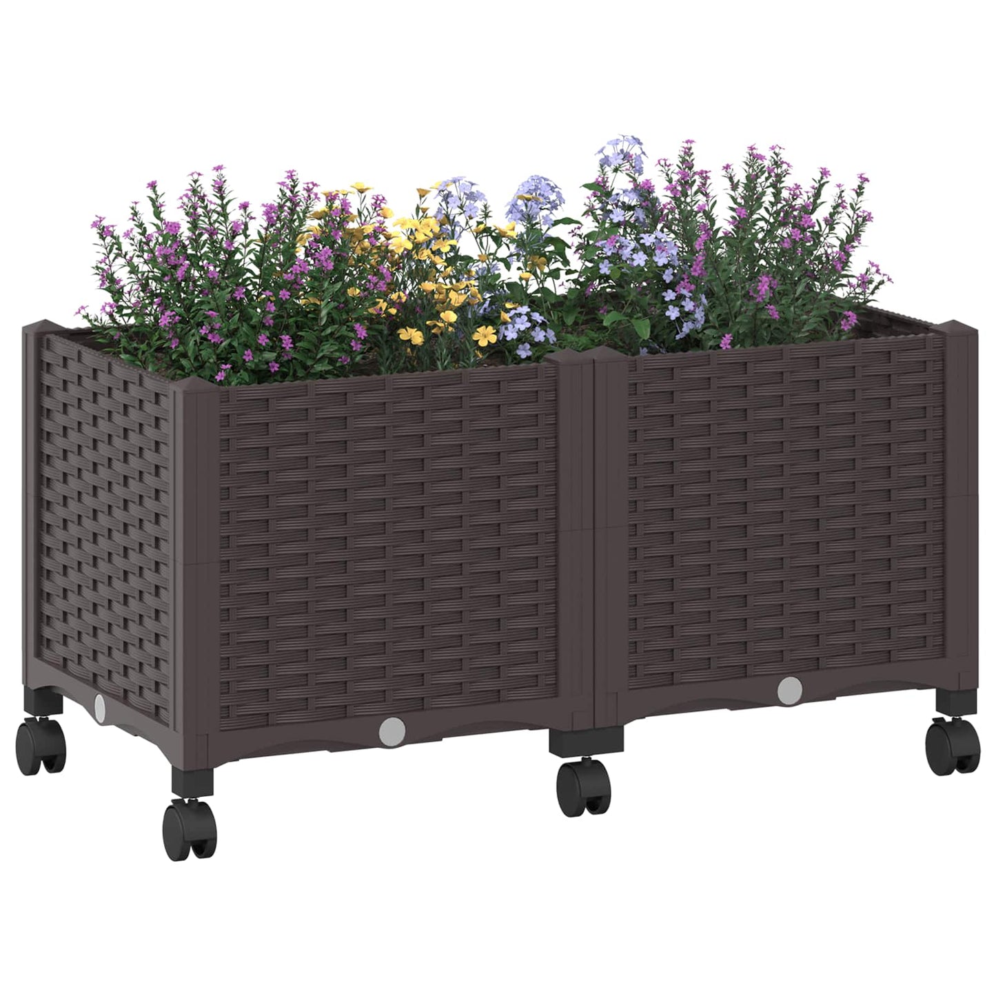 Gartenpflanzer mit Rädern Braun 80 x 40 x 44 cm PP