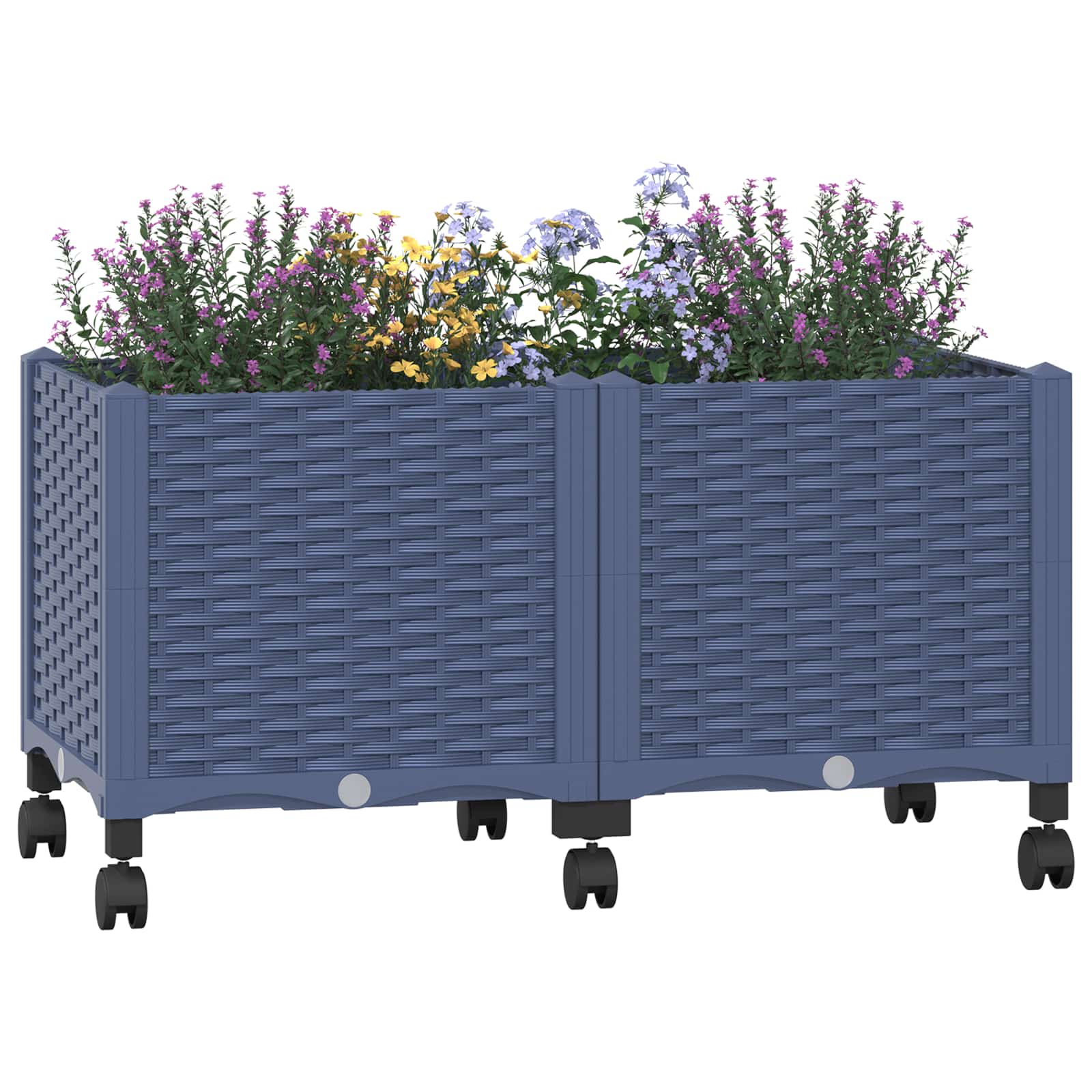 Gartenpflanzer mit Rädern Blaugrau 80 x 40 x 48 cm PP