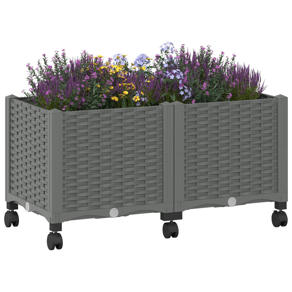 Gartenpflanzer mit Rädern Hellgrau 80 x 40 x 44 cm PP