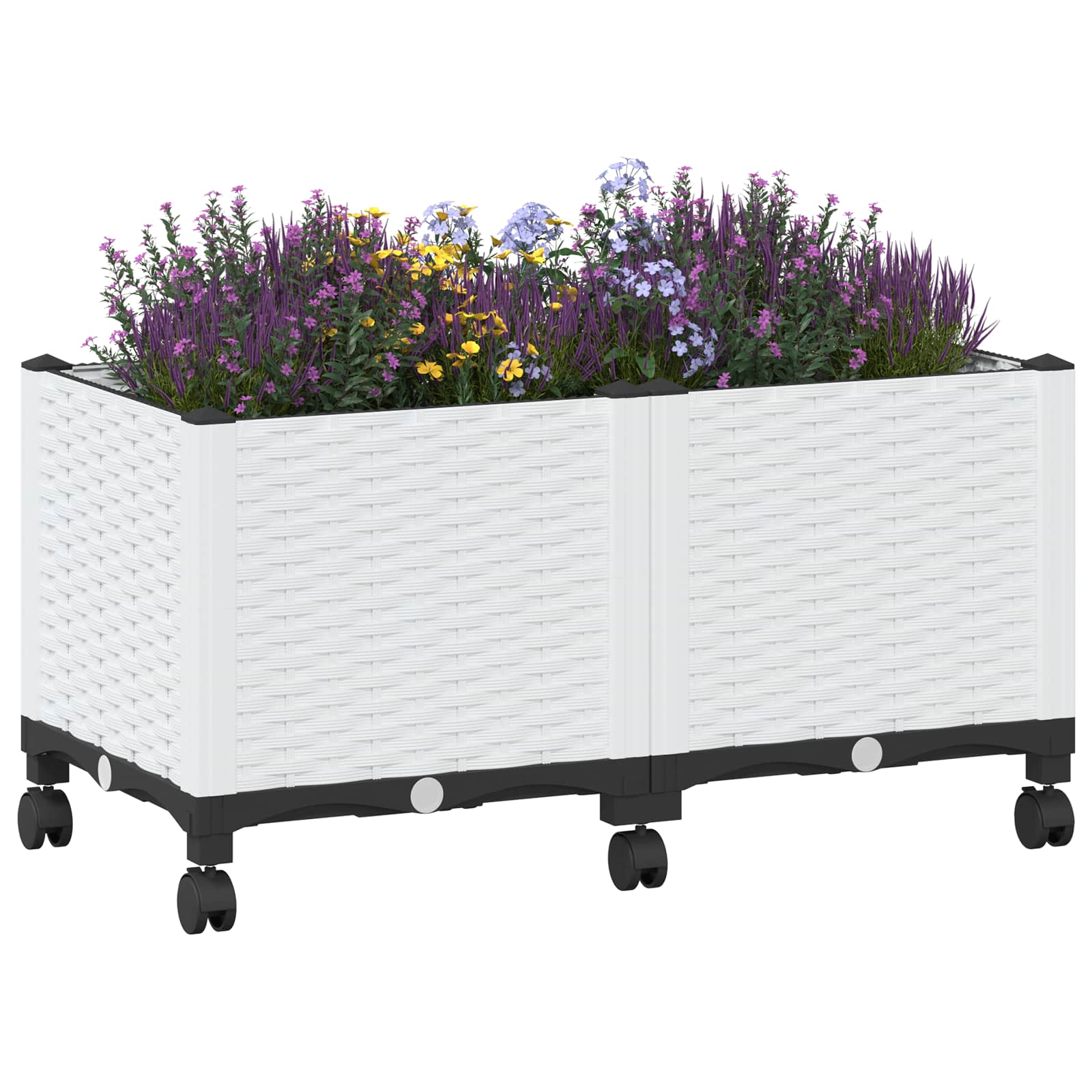 Gartenpflanzer mit Rädern Weiß 80 x 40 x 48 cm PP