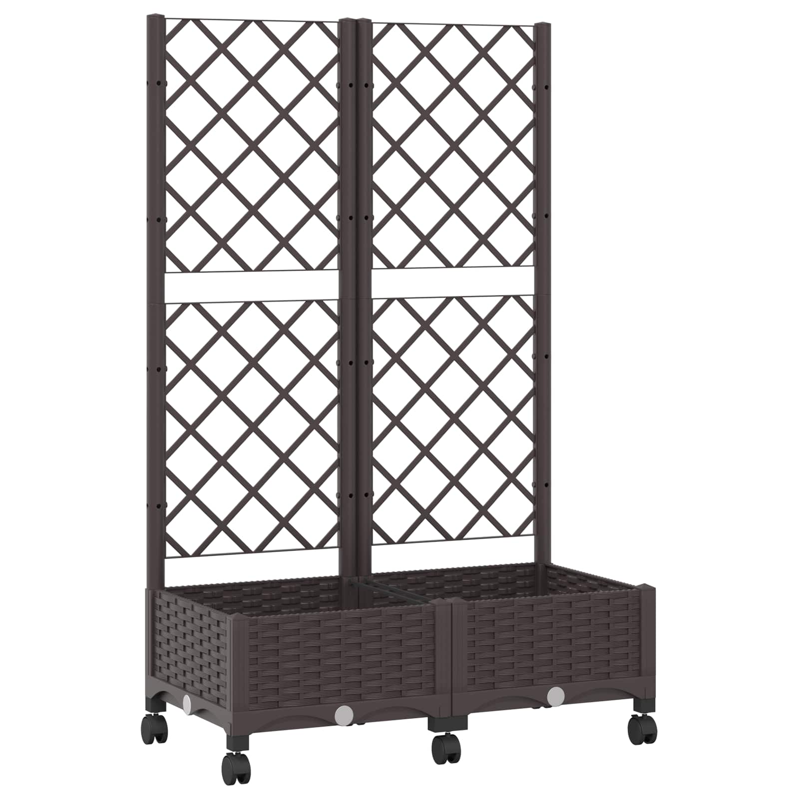 Pflanzkübel mit Spalier und Rädern Braun 80 x 40 x 131,5 cm PP