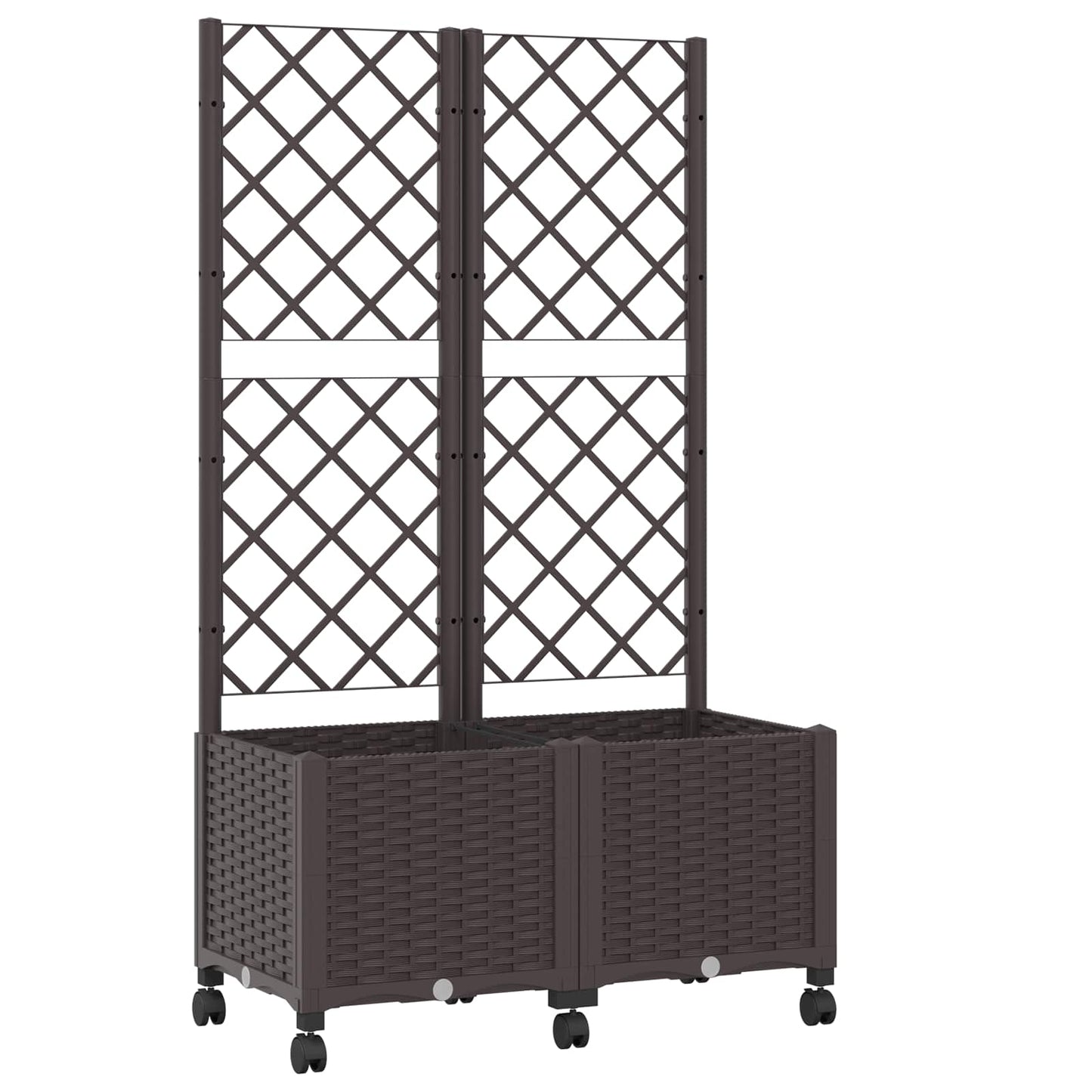 Pflanzkübel mit Spalier und Rädern Braun 80 x 40 x 146 cm PP