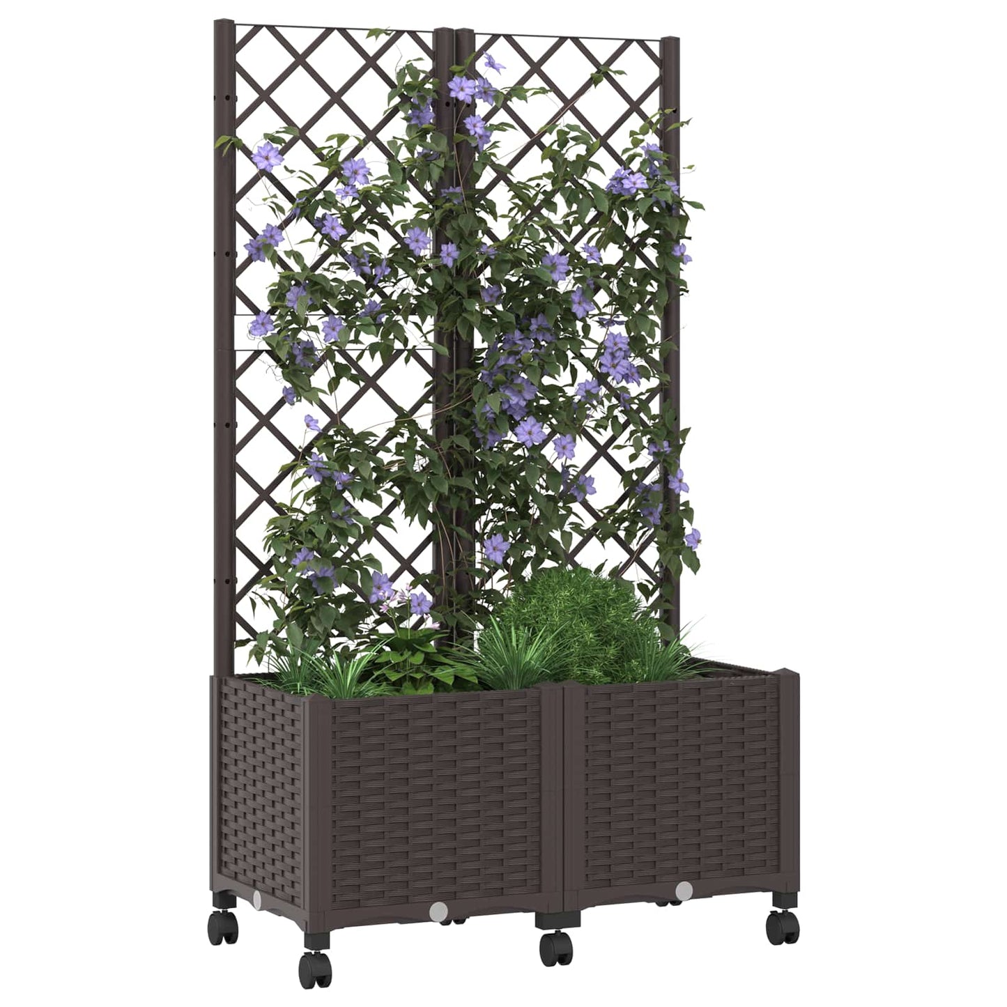 Pflanzkübel mit Spalier und Rädern Braun 80 x 40 x 146 cm PP