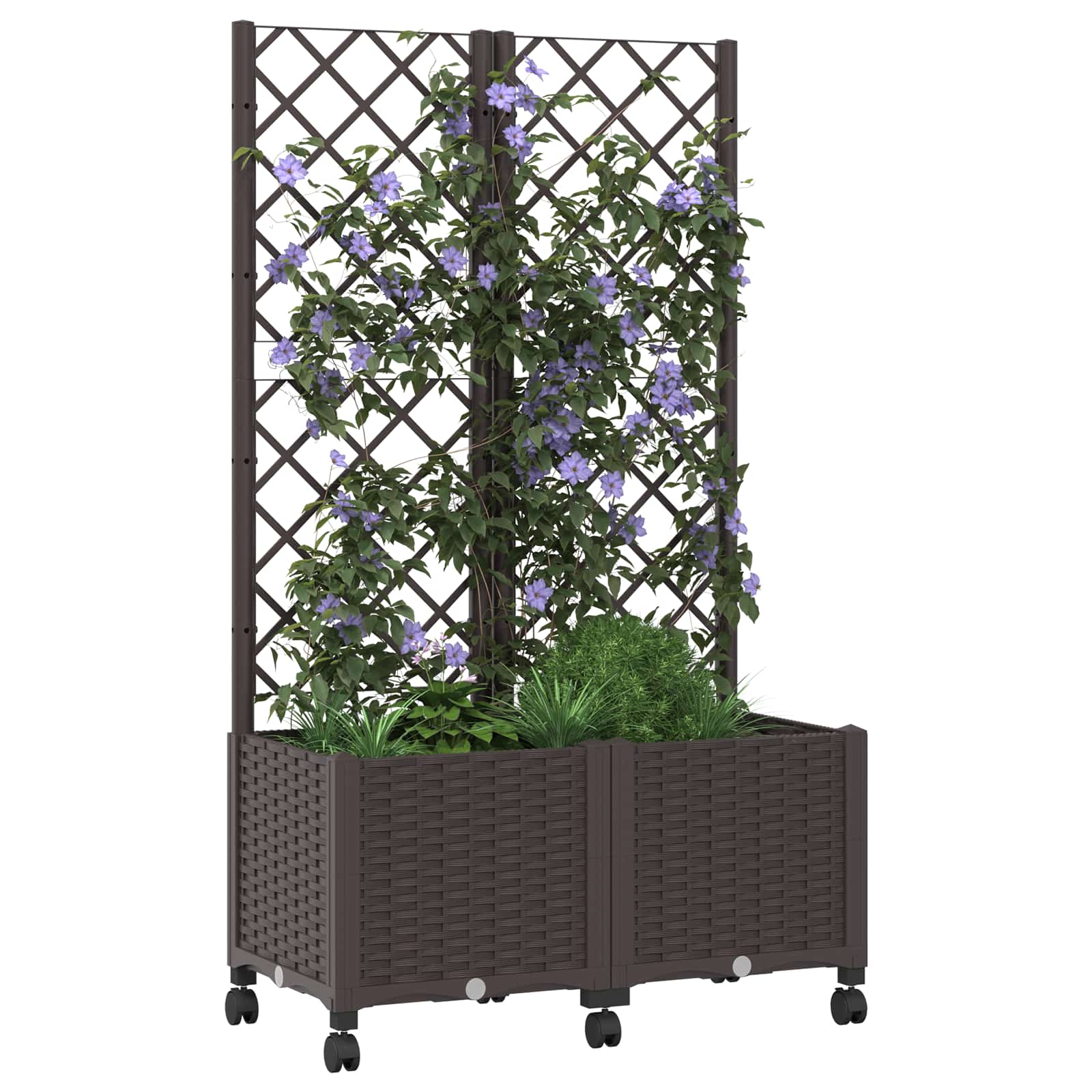 Pflanzkübel mit Spalier und Rädern Braun 80 x 40 x 146 cm PP