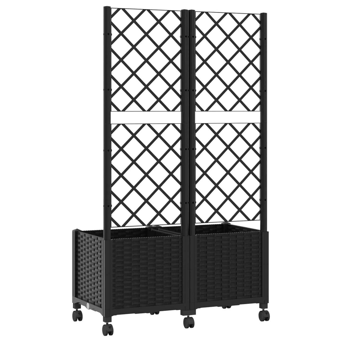 Pflanzkübel mit Spalier und Rädern Schwarz 80 x 40 x 146 cm PP