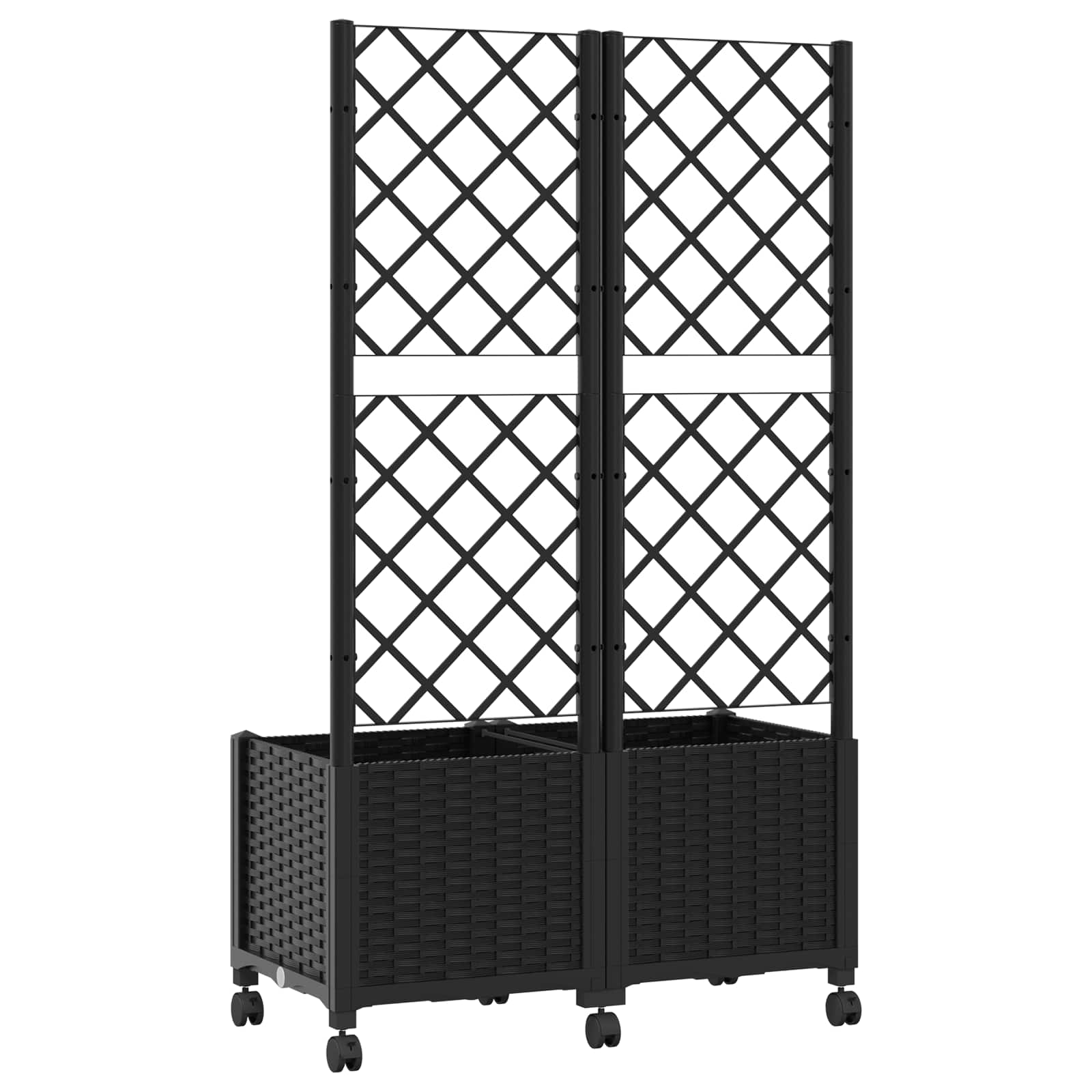 Pflanzkübel mit Spalier und Rädern Schwarz 80 x 40 x 146 cm PP