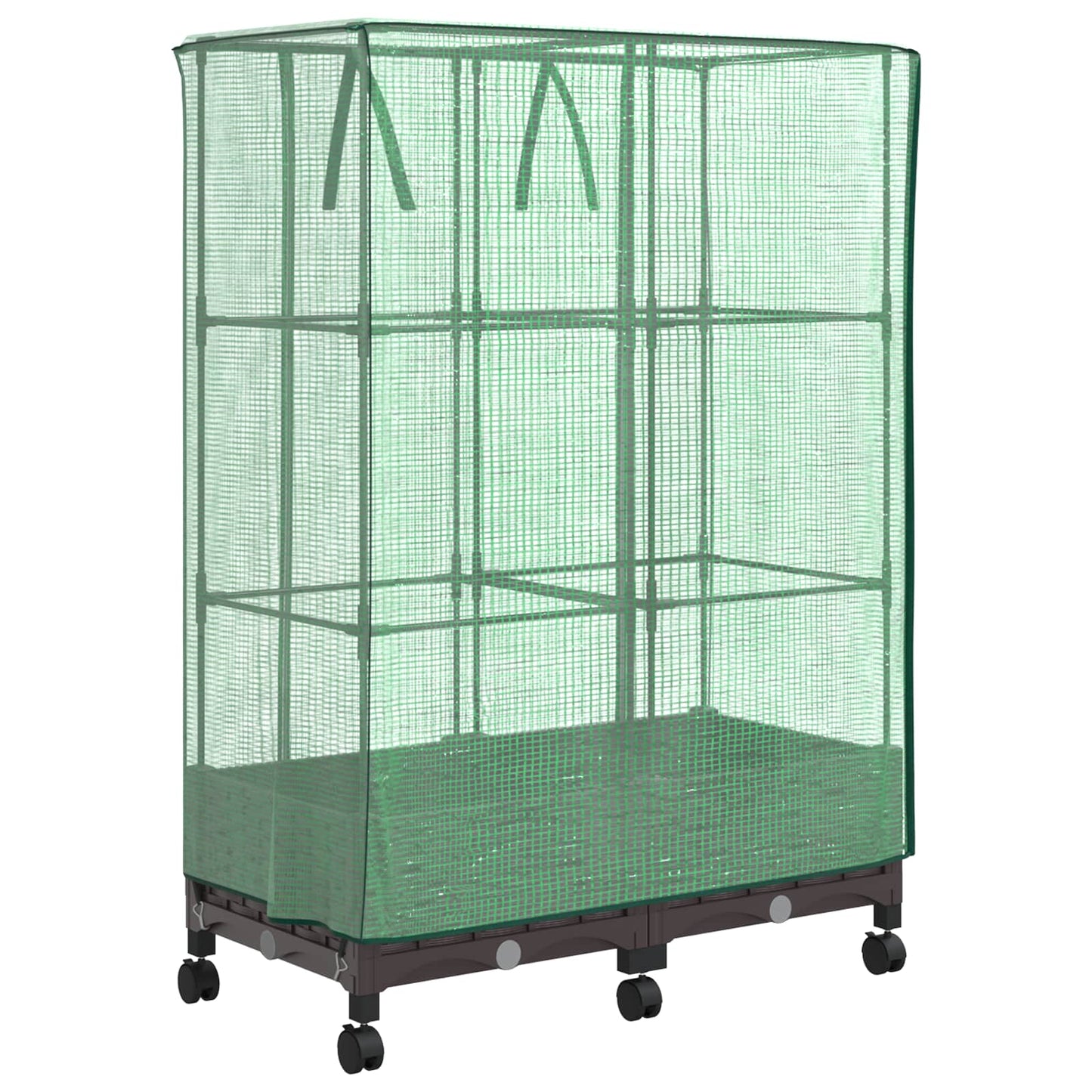 Gartenplanter mit Gewächshausabdeckung und Rädern 2 Stk. Braun