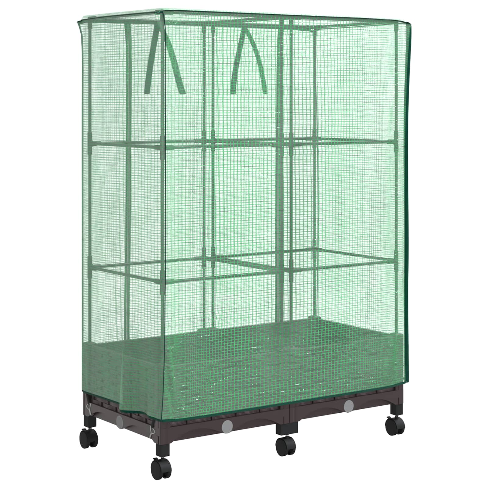 Gartenplanter mit Gewächshausabdeckung und Rädern 2 Stk. Braun