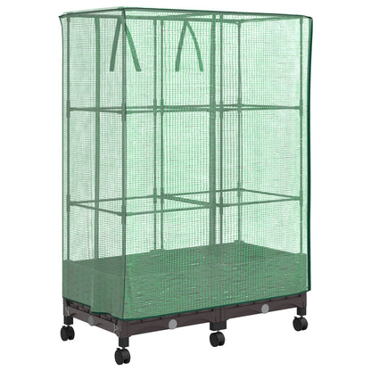 Gartenplanter mit Gewächshausabdeckung und Rädern 2 Stk. Braun