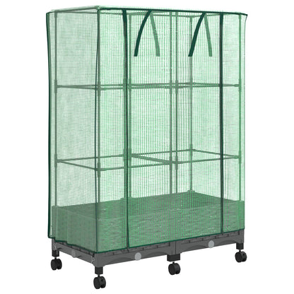 Gartenplanter mit Gewächshausabdeckung und Rädern 2 Stk. PP