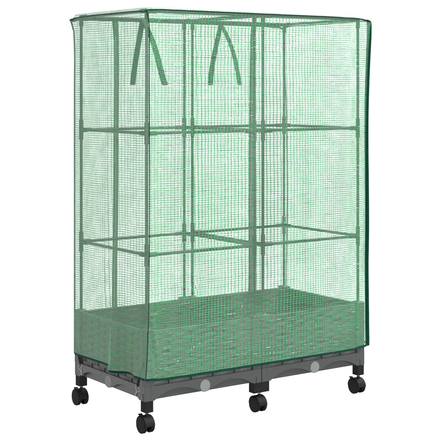 Gartenplanter mit Gewächshausabdeckung und Rädern 2 Stk. PP