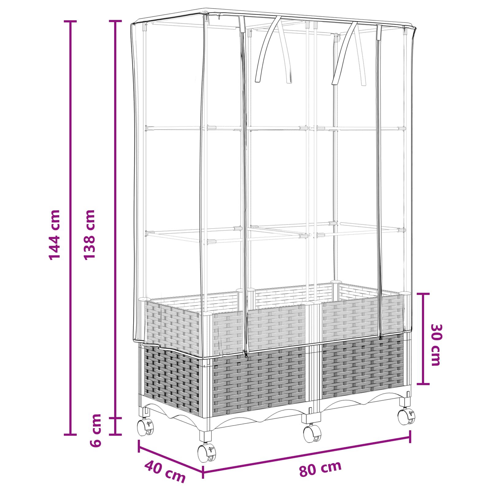 Gartenplanter mit Gewächshausabdeckung und Rädern 2 Stk. Braun