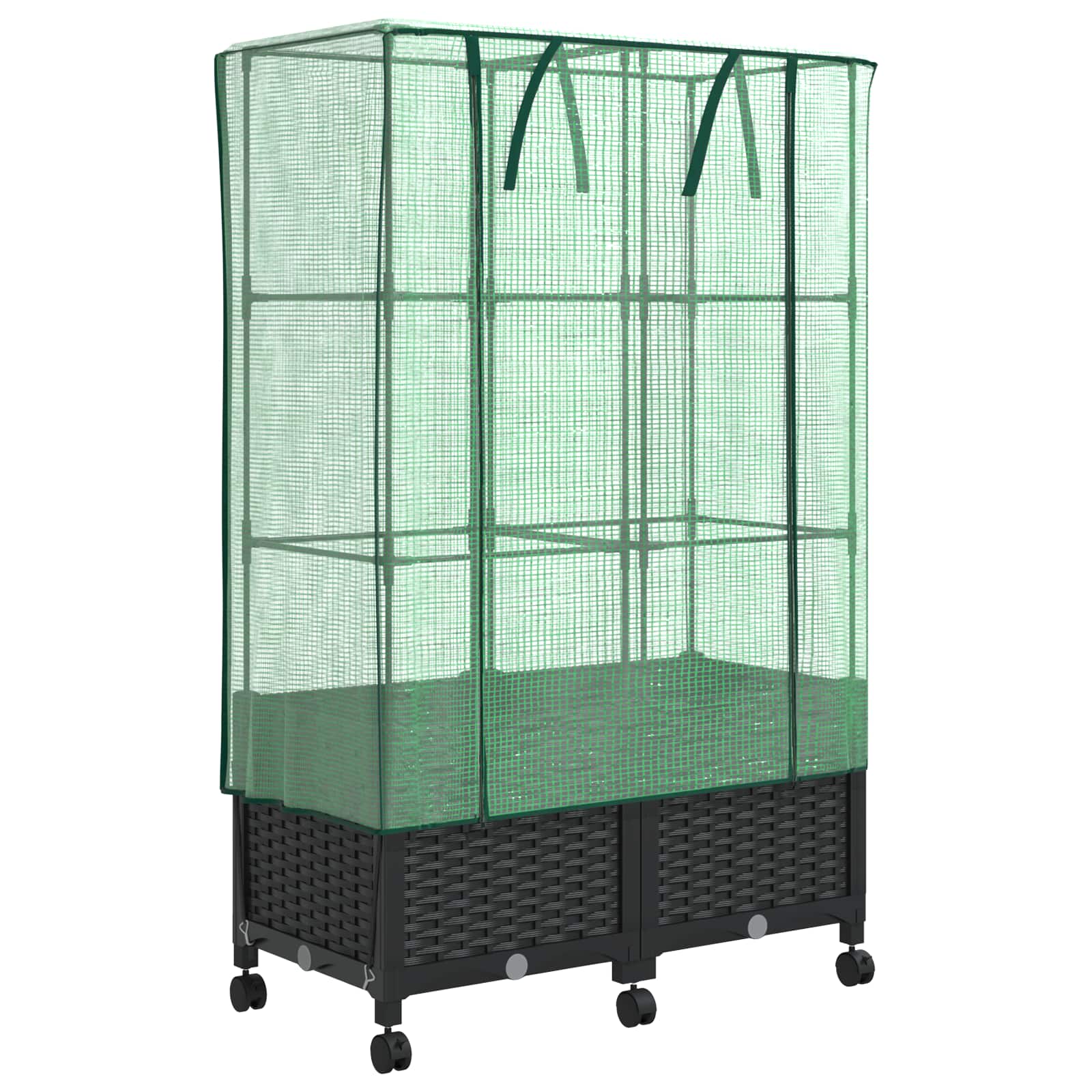 Gartenplanter mit Gewächshausabdeckung und Rädern 2 Stk. PP