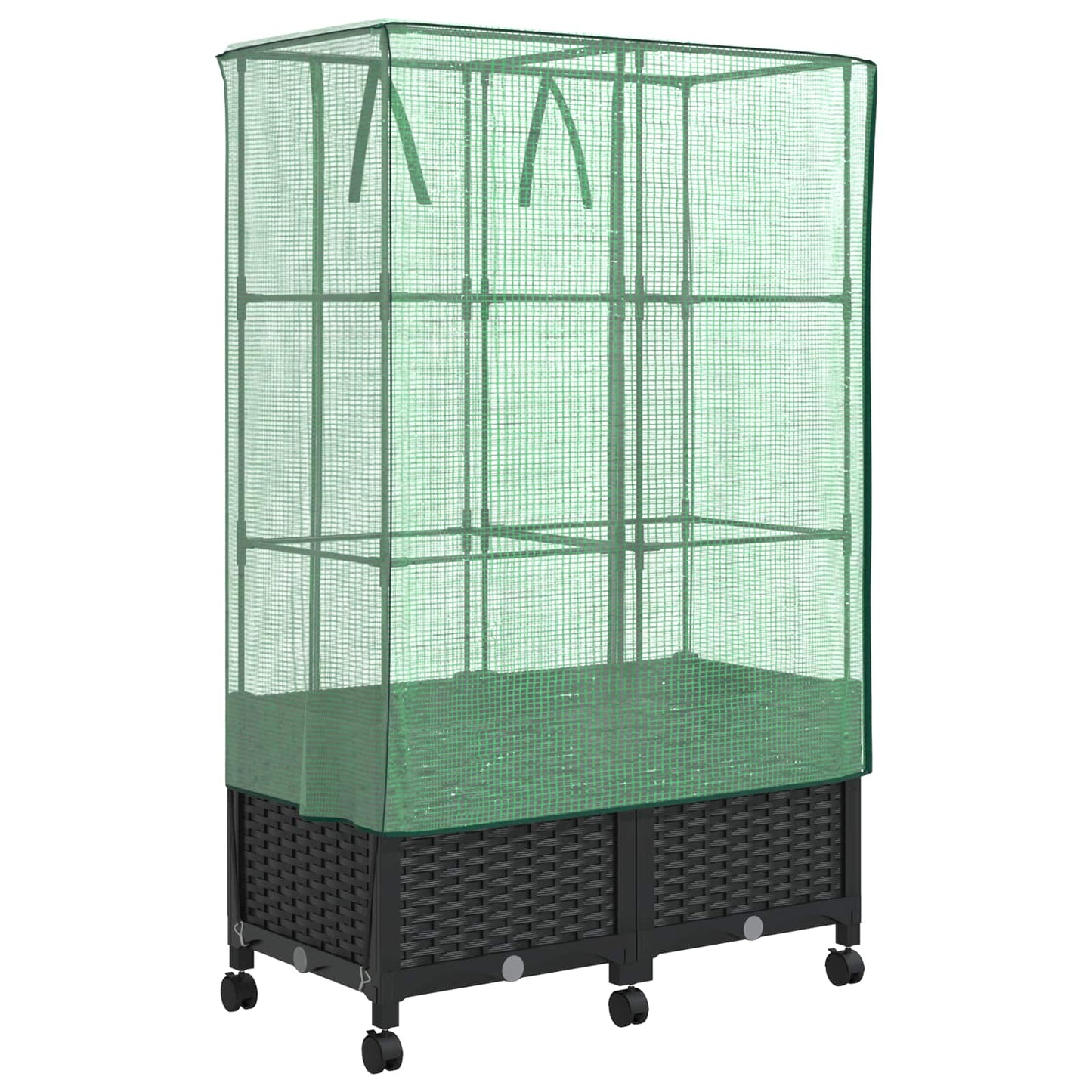 Gartenplanter mit Gewächshausabdeckung und Rädern 2 Stk. PP
