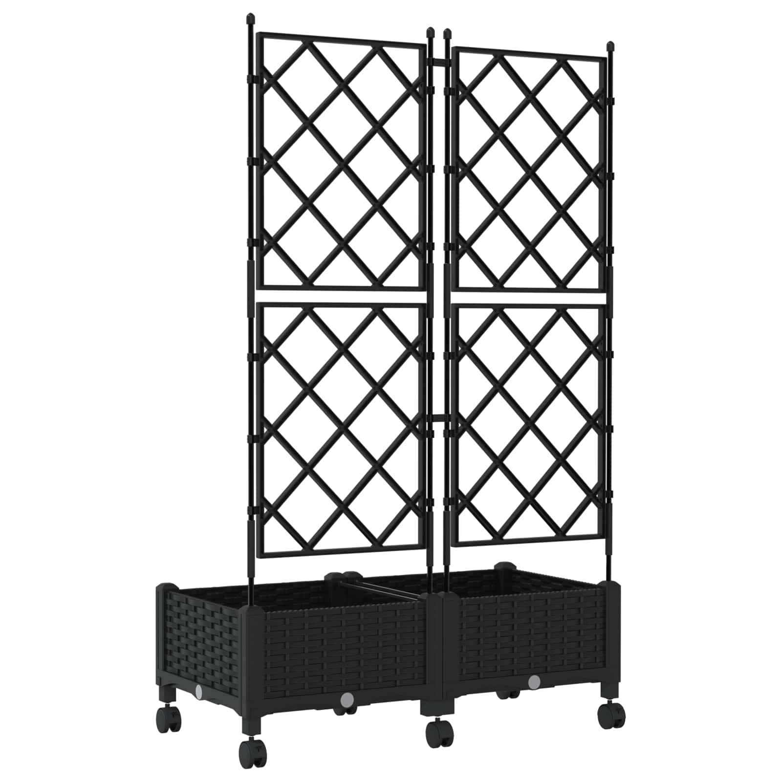Pflanzkübel mit Spalier und Rädern 2 Stk. Schwarz PP