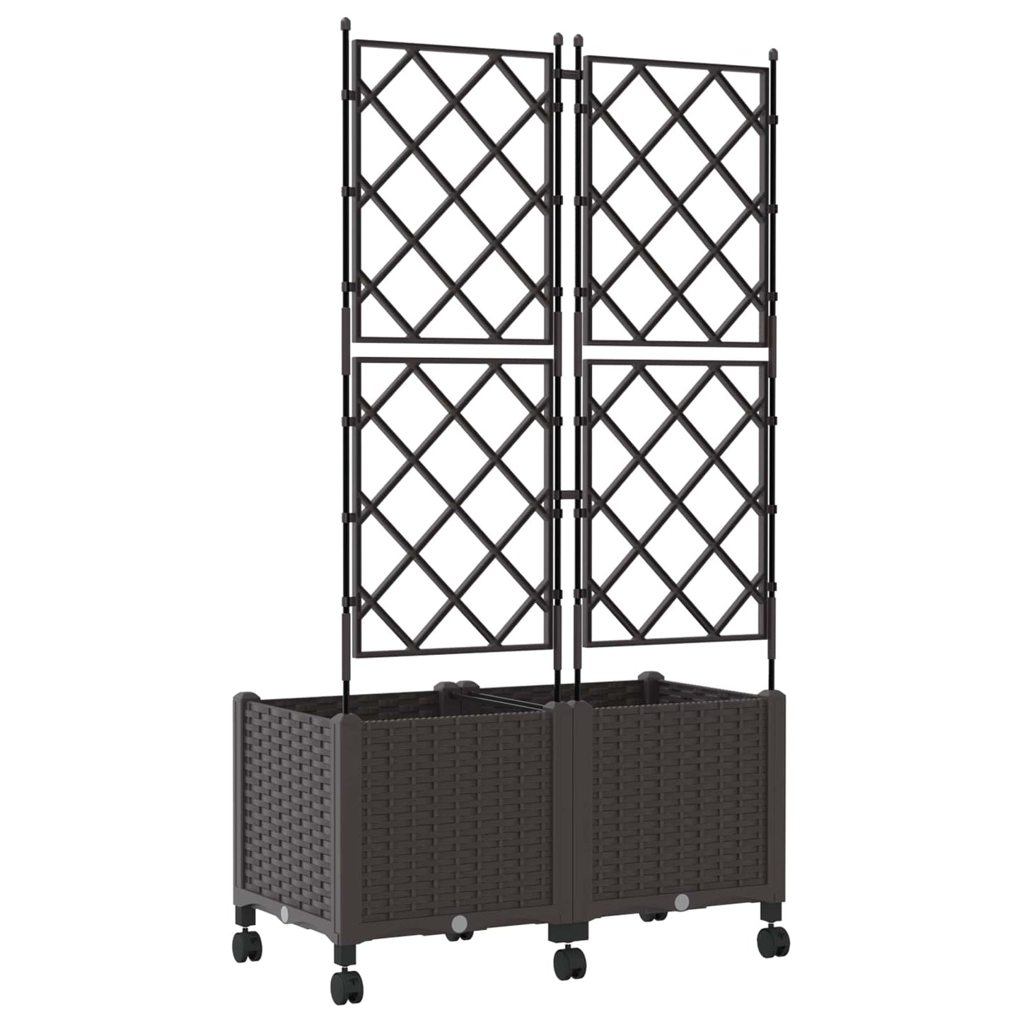 Pflanzkübel mit Spalier und Rädern 2 Stk. Braun PP