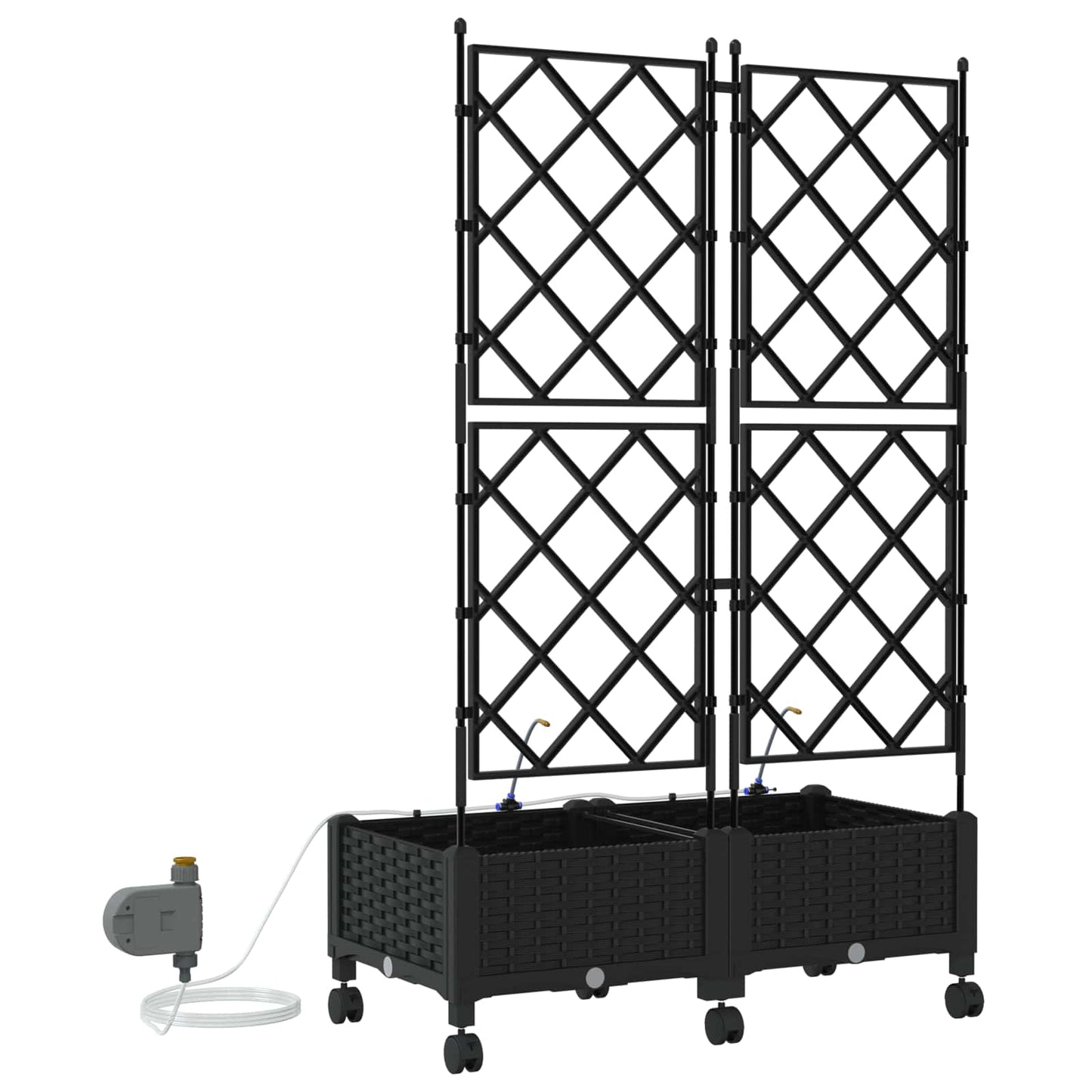 Garten Blumenkübel mit Bewässerung und Rädern 2 Stk. Schwarz PP