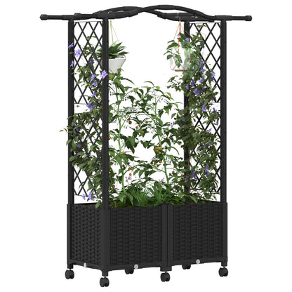 Hochbeet mit Rankgitter und Dach Schwarz 125 x 40 x 144 cm PP