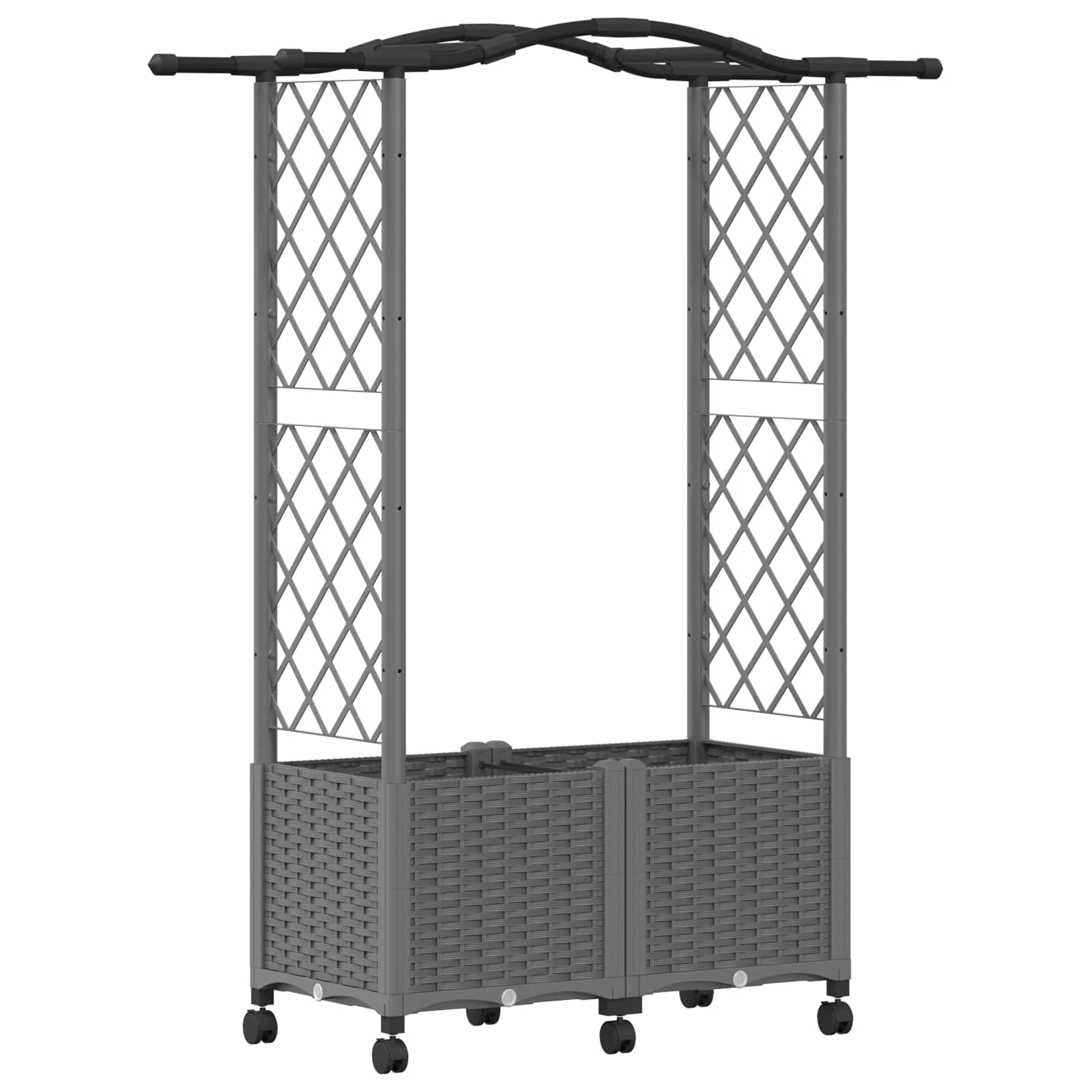 Hochbeet mit Rankgitter und Dach Hellgrau 125 x 40 x 144 cm PP