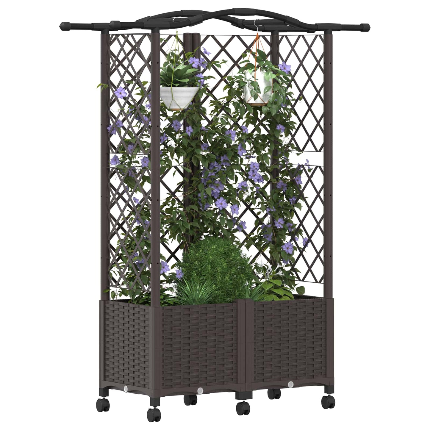 Hochbeet mit Rankgitter und Dach Braun 122 x 40 x 144 cm PP