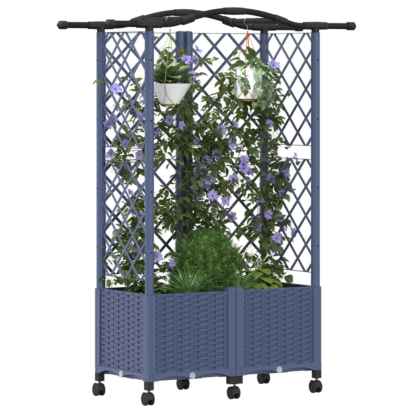 Hochbeet mit Rankgitter und Dach Grau 122 x 40 x 144 cm PP