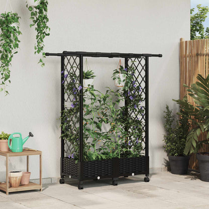 Hochbeet mit Rankgitter und Dach Schwarz 122,5 x 40 x 127 cm PP