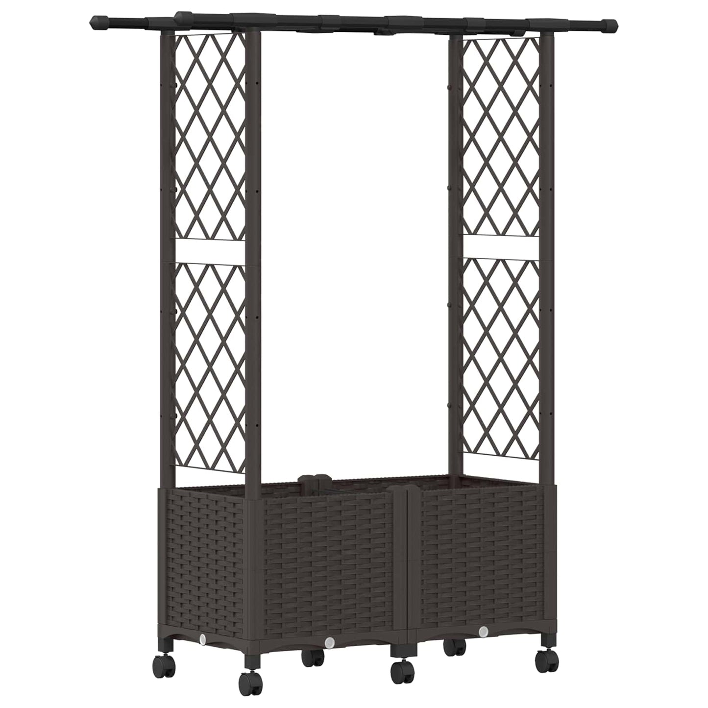 Hochbeet mit Rankgitter und Dach Braun 124,5 x 40 x 142 cm PP