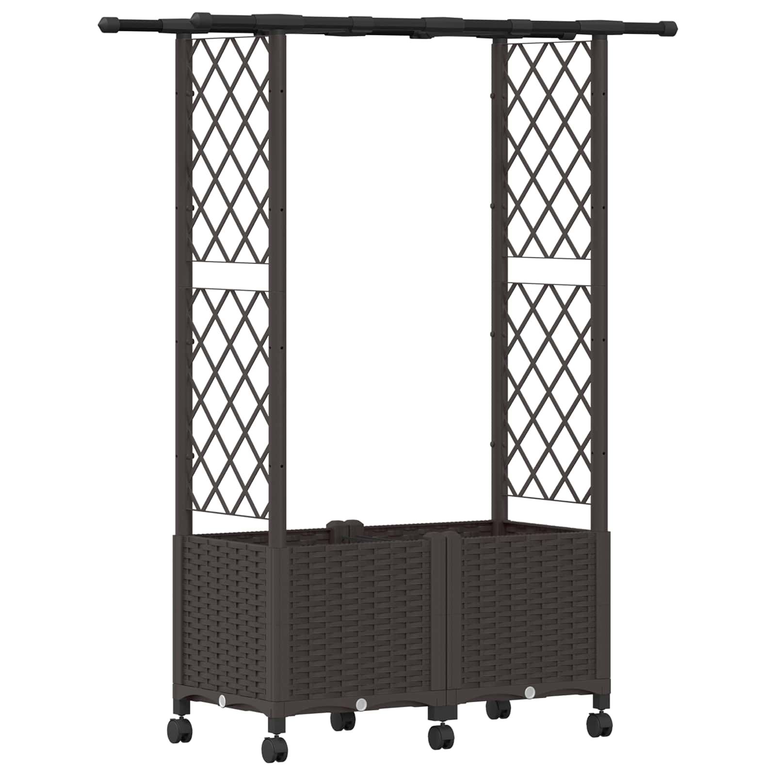 Hochbeet mit Rankgitter und Dach Braun 124,5 x 40 x 142 cm PP