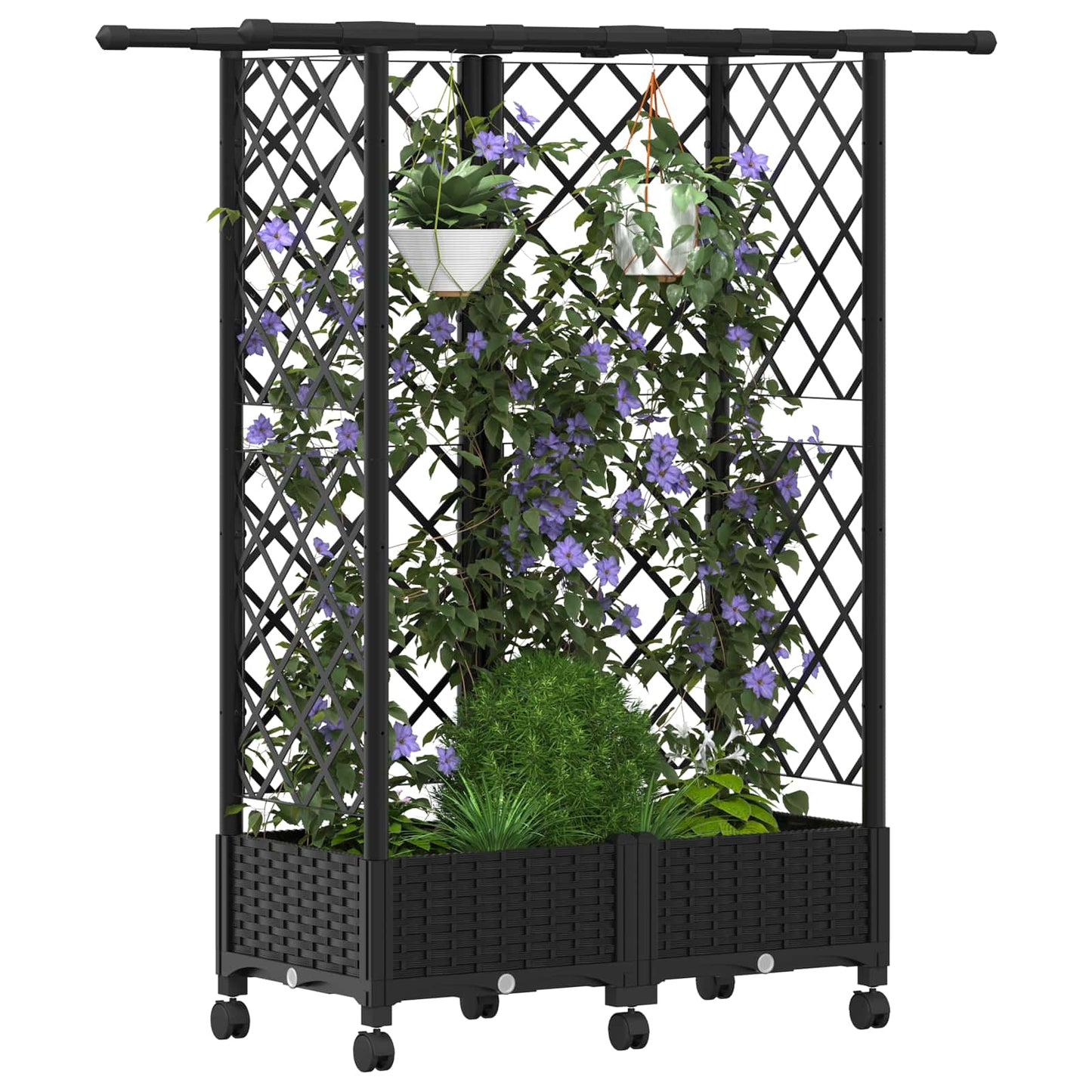 Hochbeet mit Rankgitter und Dach Schwarz 124 x 40 x 127 cm PP