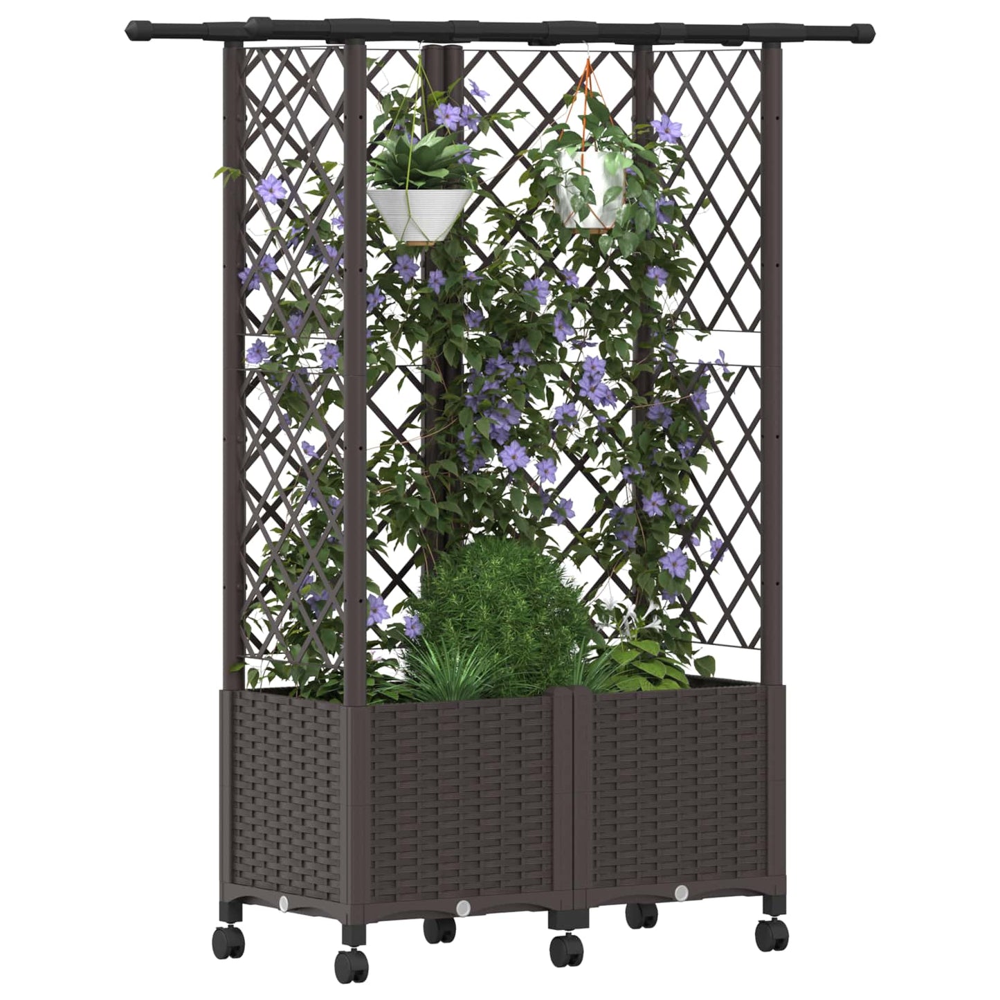 Hochbeet mit Rankgitter und Dach Braun 124 x 40 x 142 cm PP