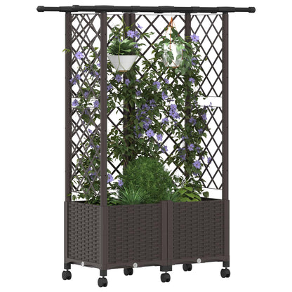 Hochbeet mit Rankgitter und Dach Braun 124 x 40 x 142 cm PP