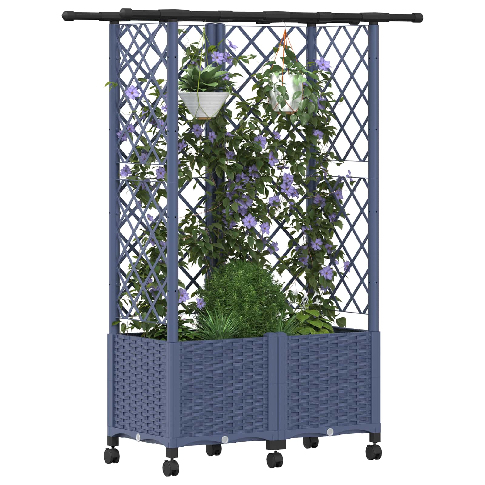 Hochbeet mit Rankgitter und Dach Grau 124 x 40 x 142 cm PP