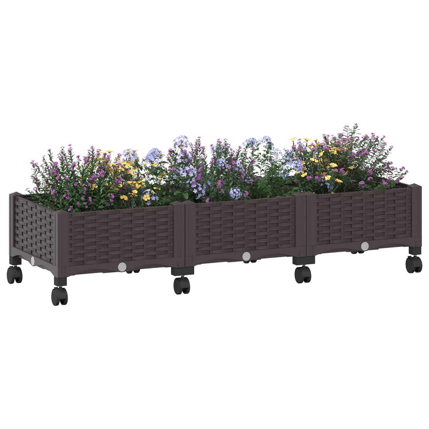 Gartenpflanzer mit Rädern Braun 120 x 40 x 29 cm PP