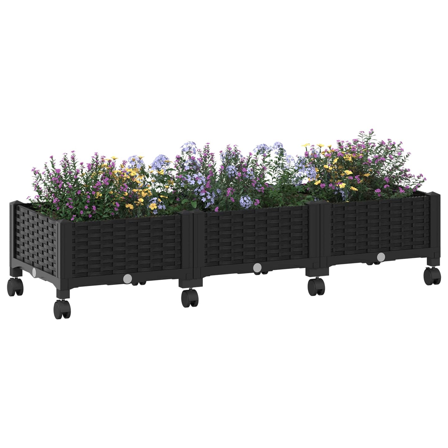 Gartenpflanzer mit Rädern Schwarz 120 x 40 x 29 cm PP