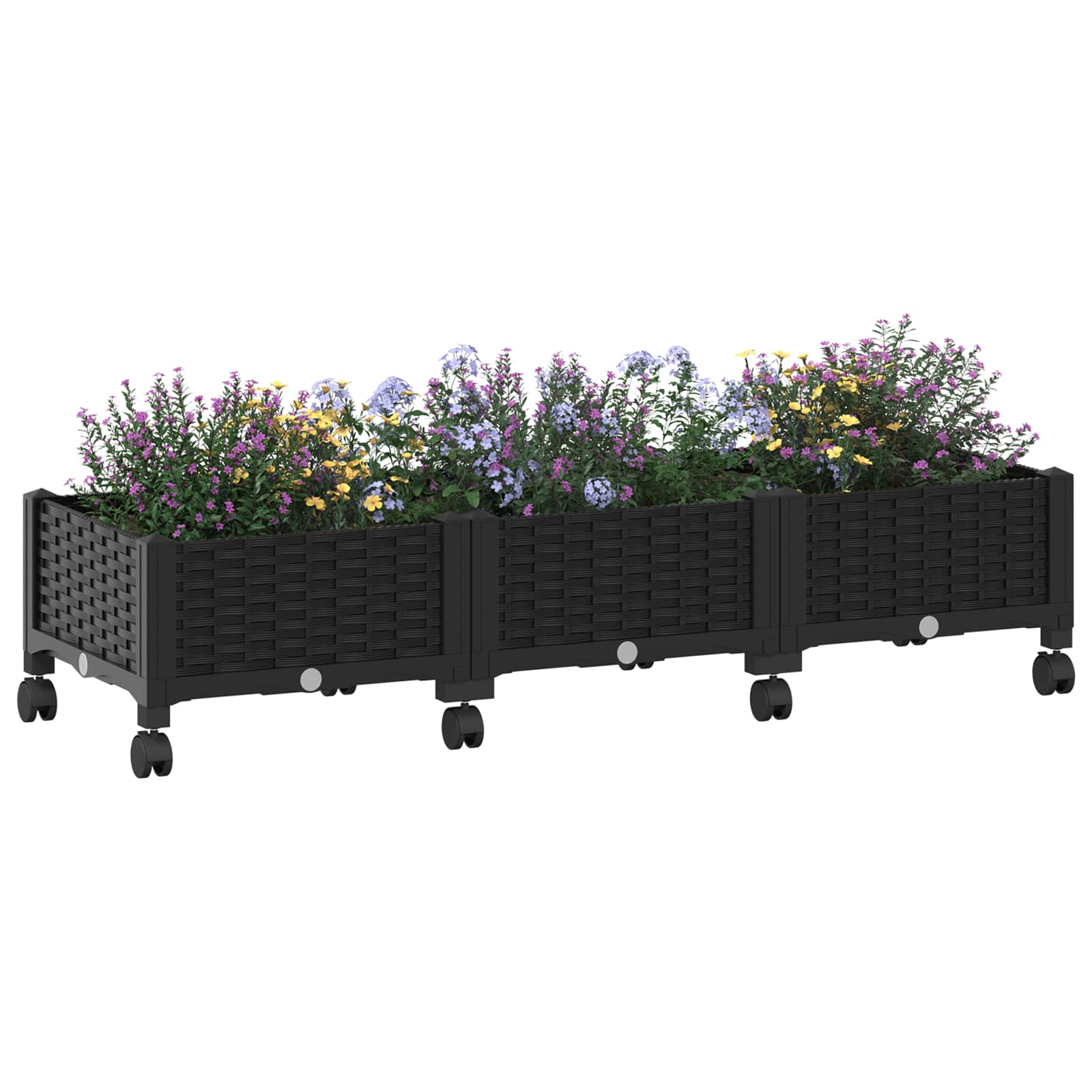 Gartenpflanzer mit Rädern Schwarz 120 x 40 x 29 cm PP