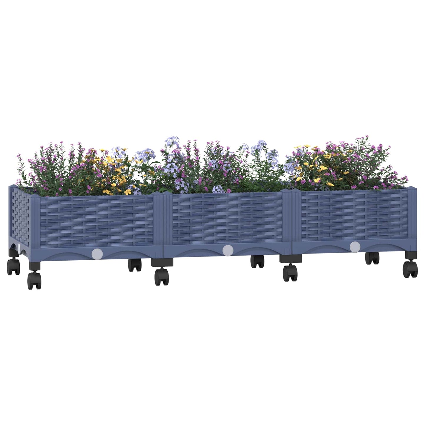 Gartenpflanzer mit Rädern Blaugrau 120 x 40 x 33 cm PP