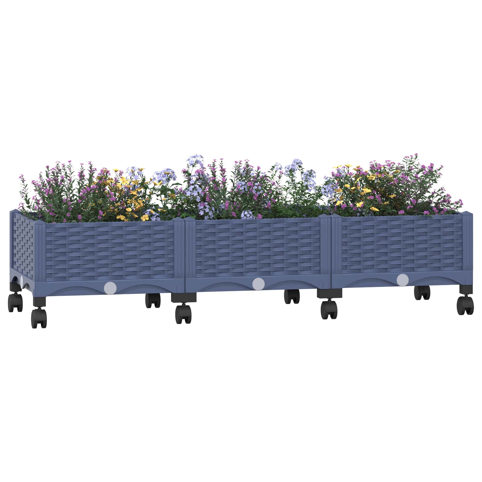 Gartenpflanzer mit Rädern Blaugrau 120 x 40 x 33 cm PP
