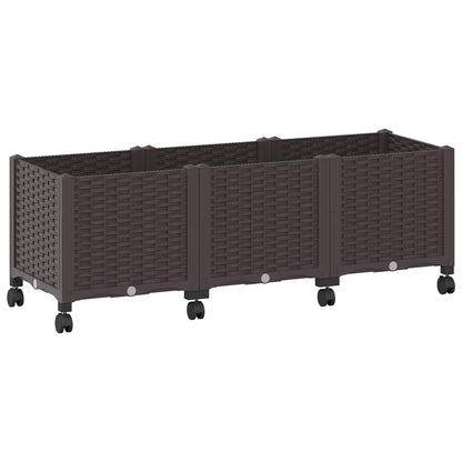 Gartenpflanzer mit Rädern Braun 120 x 40 x 44 cm PP