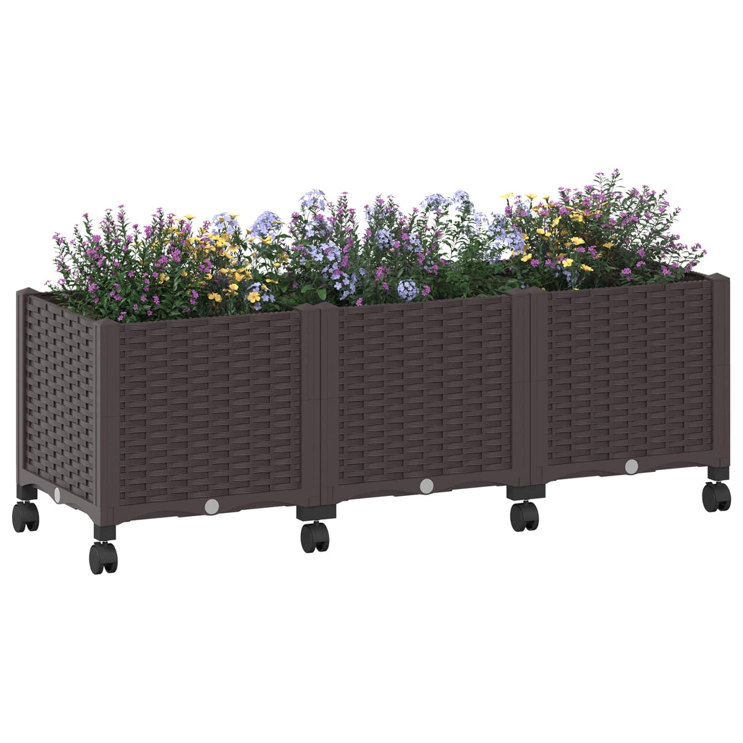 Gartenpflanzer mit Rädern Braun 120 x 40 x 44 cm PP