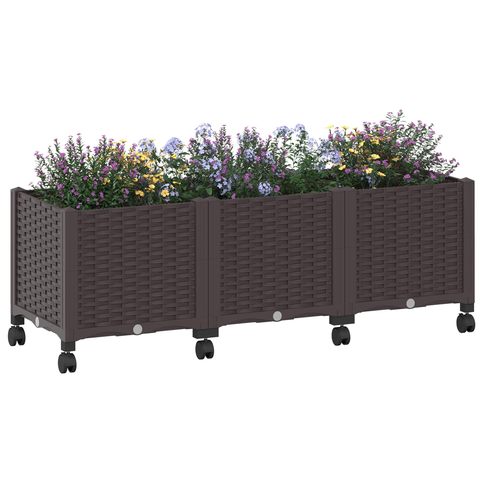Gartenpflanzer mit Rädern Braun 120 x 40 x 44 cm PP