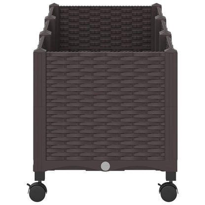 Gartenpflanzer mit Rädern Braun 120 x 40 x 44 cm PP
