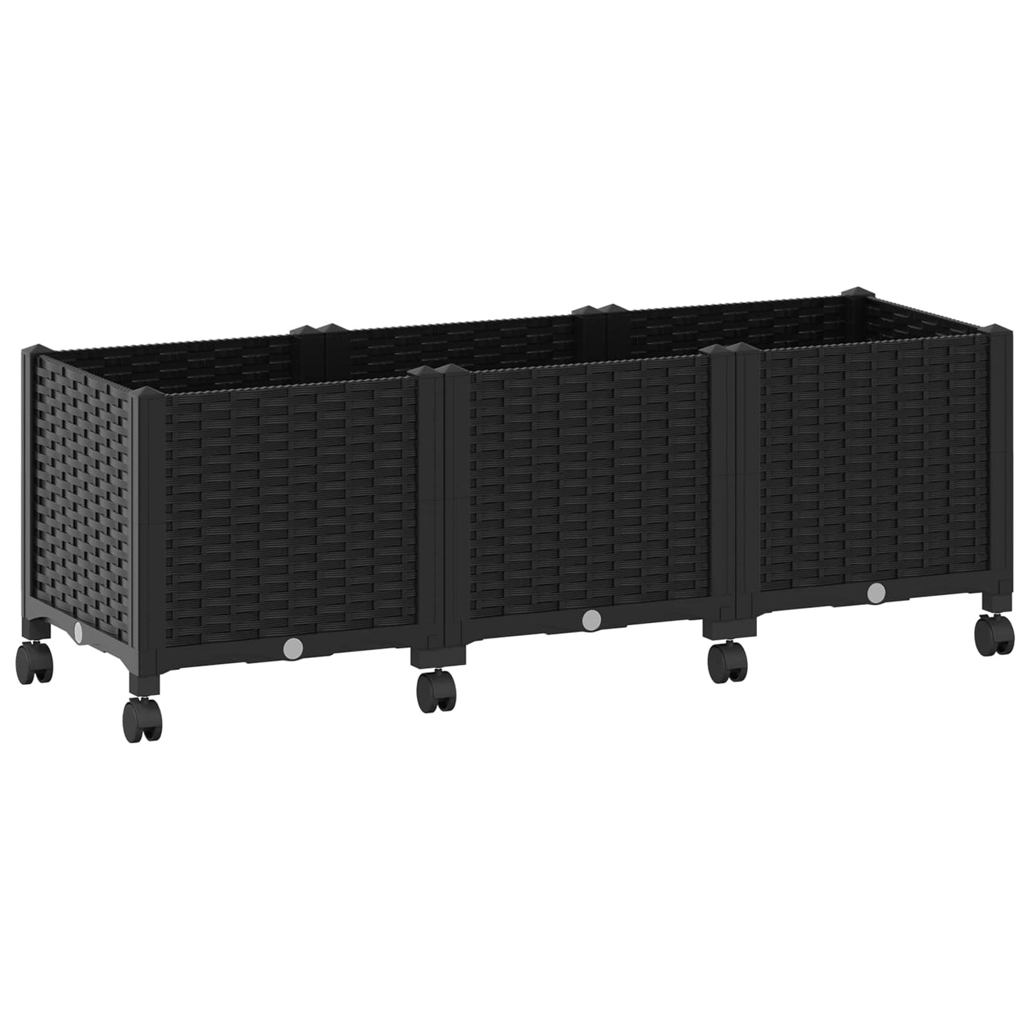 Gartenpflanzer mit Rädern Schwarz 120 x 40 x 44 cm PP