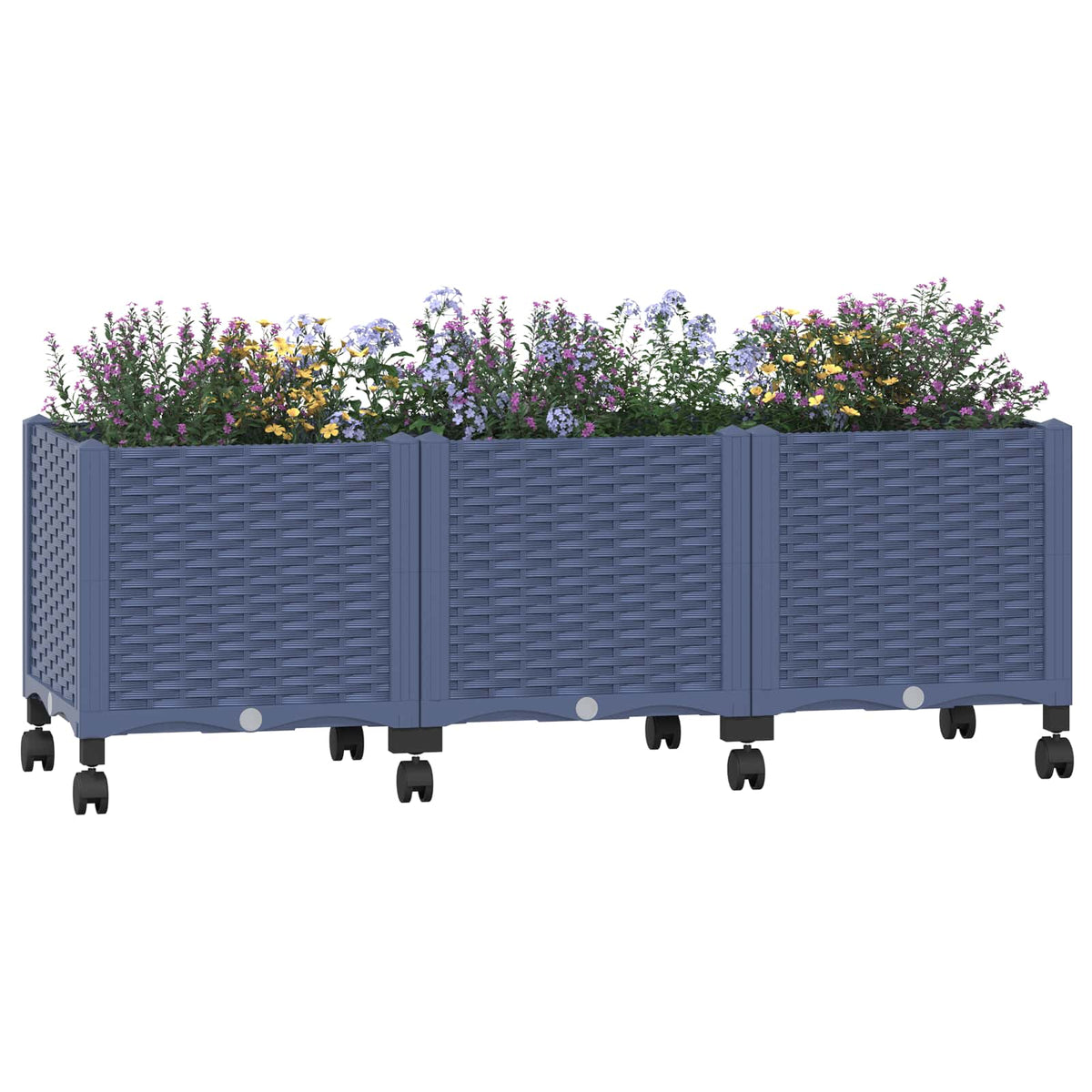 Gartenpflanzer mit Rädern Blaugrau 120 x 40 x 44 cm PP